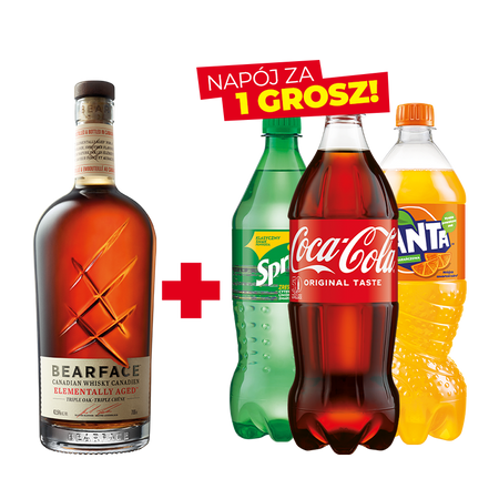 ZESTAW WHISKEY BEARFACE 40% 0,7L + NAPÓJ ZA 1 GROSZ