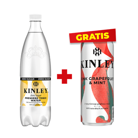 ZESTAW NAPÓJ KINLEY TONIC PREM 1L  + NAPÓJ KINLEY PINK  0,25L ZA 1 GROSZ