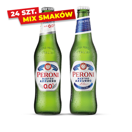 ZESTAW PIWO PERONI NASTRO AZZURRO 0% 0,33L BUT. BZW. + PIWO PERONI NASTRO AZZURRO 5,1% 0,33L BUT. BZW. 24 SZTUKI