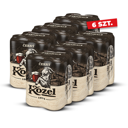 ZESTAW PIWO KOZEL CERNY 0,5L 4PACK PUSZ. 6 SZTUK