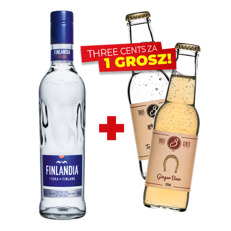 ZESTAW WÓDKA FINLANDIA 0,50L 40% + NAPÓJ THREE CENTS ZA 1 GROSZ