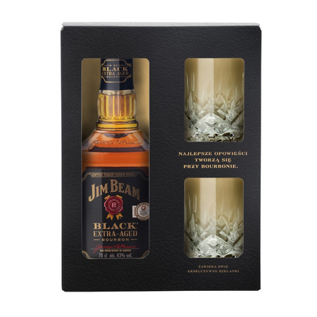 BOURBON JIM BEAM BLACK 43% 0,7L KARTONIK + 2 SZKLANKI