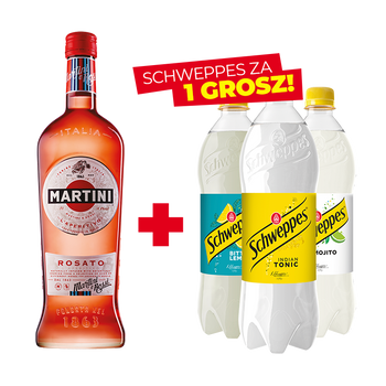 ZESTAW WERMUT MARTINI ROSATO + NAPÓJ SCHWEPPES ZA 1 GROSZ