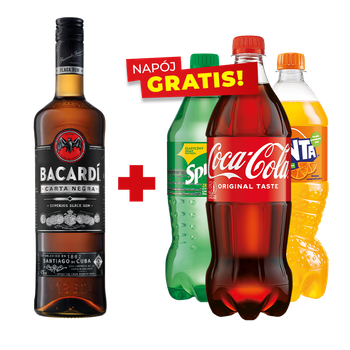 Zestaw RUM BACARDI CARTA NEGRA 37,5% 0,70L + napój za 1 grosz