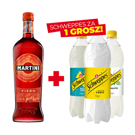 ZESTAW WINO MARTINI FIERO 1L + NAPÓJ SCHWEPPES ZA 1 GROSZ