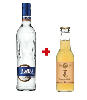 ZESTAW WÓDKA FINLANDIA COCONUT 0,7L 37,5% + THREE CENTS PINEAPPLE SODA