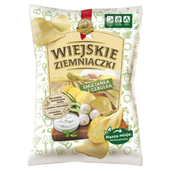 CHIPSY WIEJSKIE ZIEMNIACZKI ŚMIETANKA Z CEBULKĄ 130G