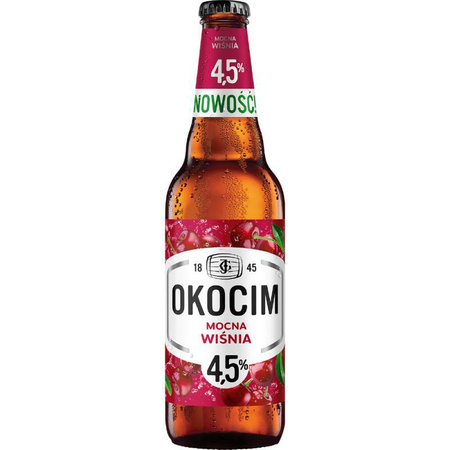 PIWO OKOCIM MOCNA WIŚNIA 4,5% 0,5L BUT. ZW.