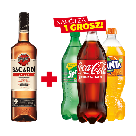 Zestaw RUM BACARDI SPICED 0,7L 35% + napój za 1 grosz