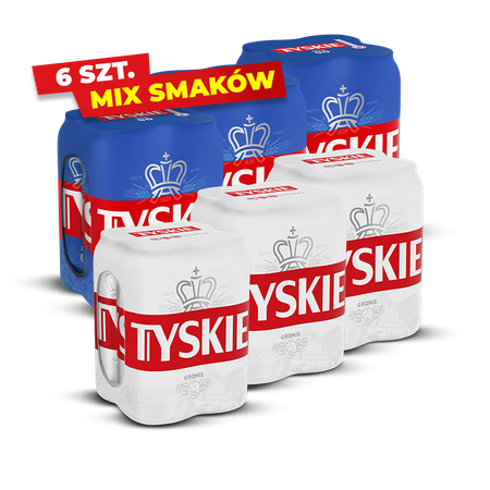 ZESTAW PIWO TYSKIE 0% 0,5L 4PACK PUSZ. + PIWO TYSKIE GRONIE 5,2% 0,5L 4PACK PUSZ.  6 SZTUK