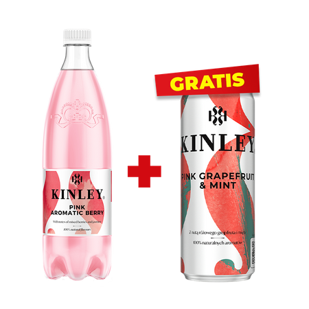 ZESTAW NAPÓJ KINLEY AROMA BERRY 1L + NAPÓJ KINLEY PINK 0,25 L ZA 1 GROSZ