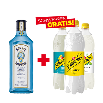 ZESTAW GIN BOMBAY SAPPHIRE + NAPÓJ SCHWEPPES ZA 1 GROSZ