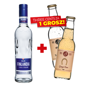 ZESTAW WÓDKA FINLANDIA 0,50L 40% + NAPÓJ THREE CENTS ZA 1 GROSZ