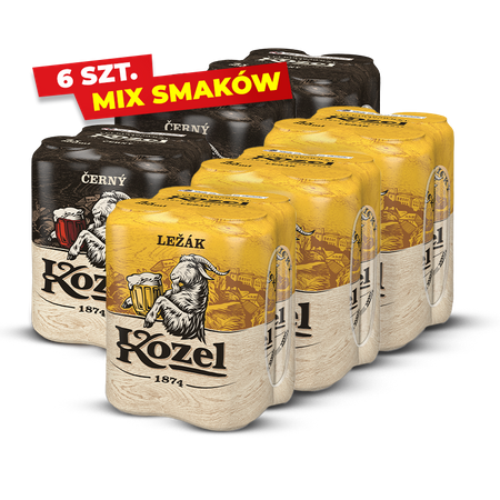 ZESTAW PIWO KOZEL LEZAK 11 0,5L 4PACK PUSZ. + PIWO KOZEL CERNY 0,5L 4PACK PUSZ. 6 SZTUK