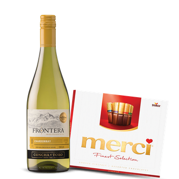 ZESTAW WINO FRONTERA CHARDONNAY + CZEKOLADKI MERCI