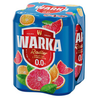 PIWO WARKA RADLER GREJPFRUIT Z POM. 0% 0,5L 4PACK PUSZ.