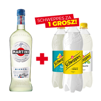 ZESTAW WINO MARTINI BIANCO WERMUT + NAPÓJ SCHWEPPES ZA 1 GROSZ