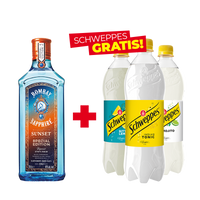 ZESTAW GIN BOMBAY SAPPHIRE SUNSET + NAPÓJ SCHWEPPES ZA 1 GROSZ